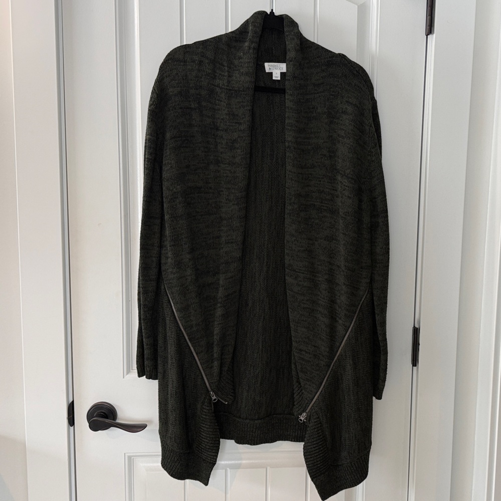 Market & Spruce Dark Green Open Cardigan